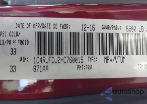 2017 Jeep Grand Cherokee Srt from USA, damaged, VIN 1C4RJFDJ2HC760015